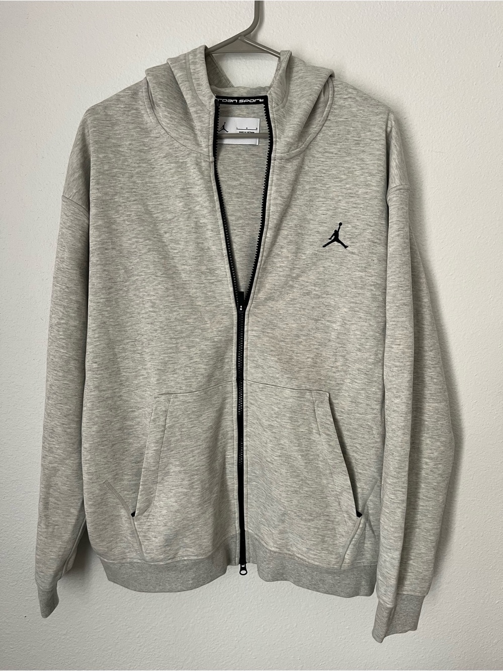 Jordan sport dri fit Men's Light Gray Full-Zip Hoodie sweatsuit size L
